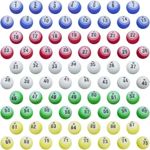 Replacement Set of 75 Professional Bingo Balls - Large 1.5 Inch Size!