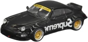 Resin Car Vehicle Model Fit for Porsche 911 (964) RWB 1 64 Alloy Sports Car Model Wide Body Modified Version Auto Toy Birthday Gift Festive Deluxe Gift(Black)