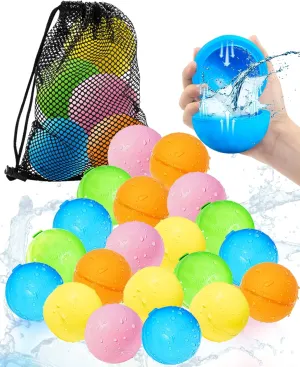 Reusable Magnetic Water Balloons 20Pcs, Water Bomb Self-sealing Quick Fill, Summer Toy Outdoor Water Toys for Girls and Boys Ages 3 , Outdoor Activities Water Fights, Summer Party, Beach Toys
