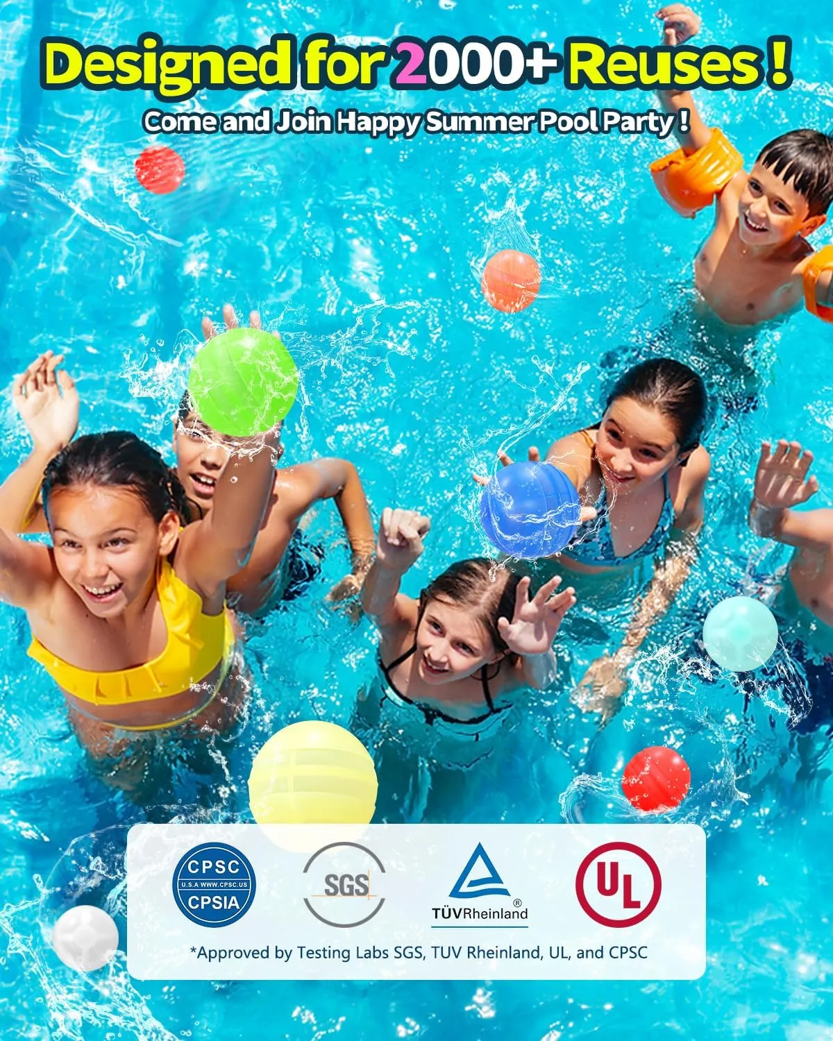 Reusable Water Balloons Unique Double Water Inlet Silicone Water Bomb Pool Toys Non-Magnetic Quick Fill Self Sealing Water Splash Balls Games for Kids 3-12 Summer Outdoor Beach Activities Gift-14 Pack