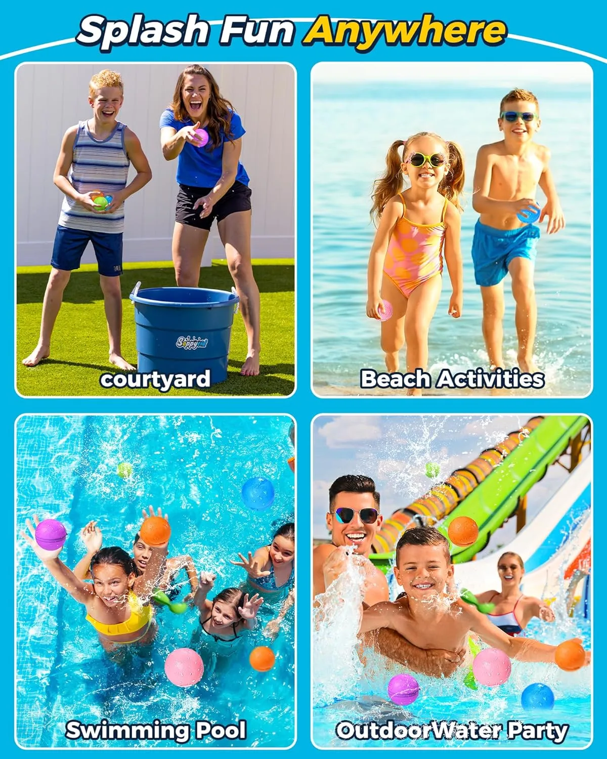 Reusable Water Bomb balloons, Summer Toy Water Toy for Boys and Girls, Pool Beach Toys for Kids ages 3-12, Outdoor Activities Water Games Toys Self Sealing Water Splash Ball for Fun(12Pack)