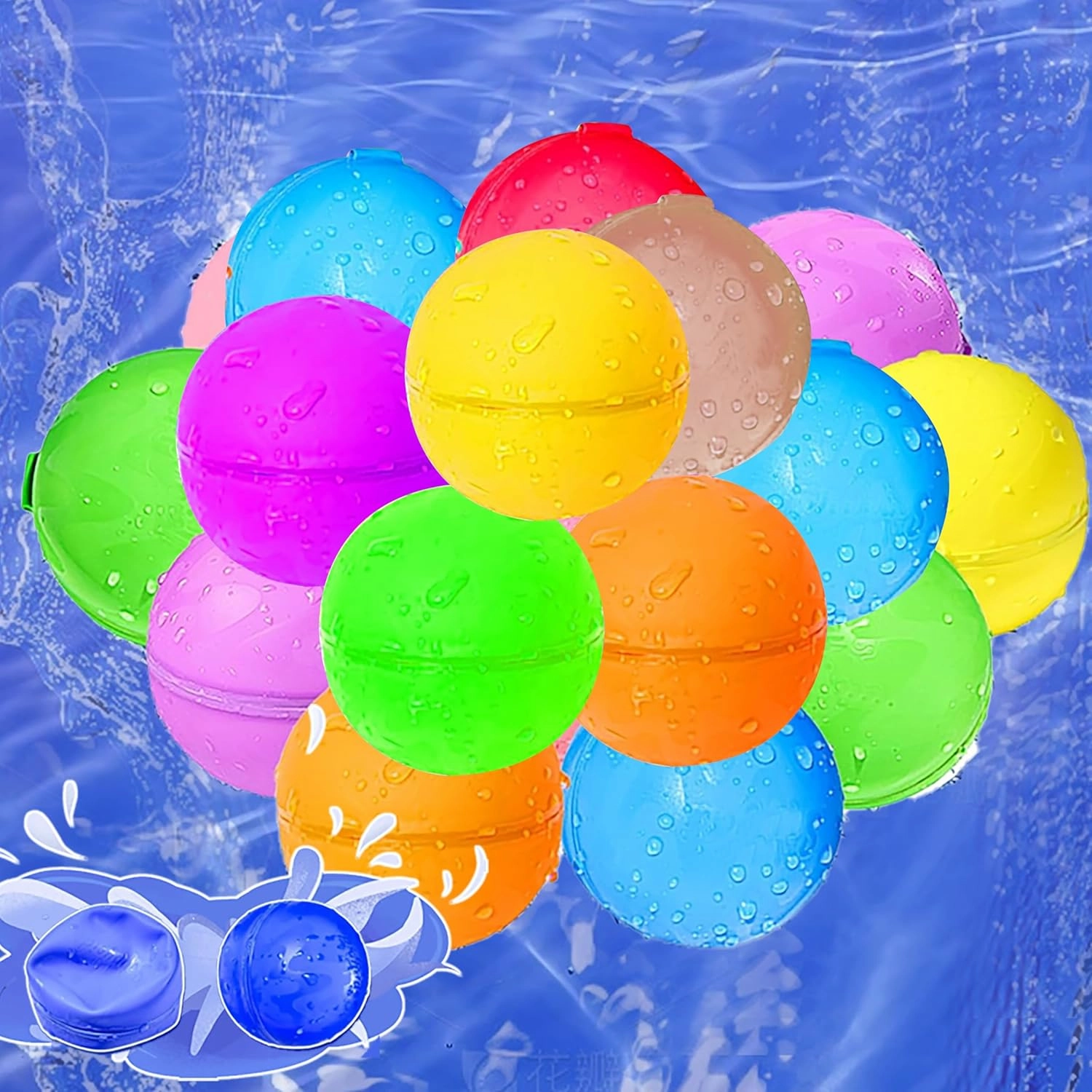 Reusable Water Balloons, Silicone Water Splash Ball with, Quick Self-Sealing Water Bomb for Kids Adults Outdoor Activities Water Games Toy Outside Summer Fun Party Supplies (26Pack)