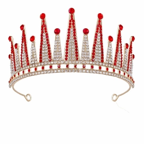 Rfmfkkg Wedding Birthday Party Alloy Tiara Headpiece Bridal Crown For Banquet Wedding Gown Accessories Gold Bright Red
