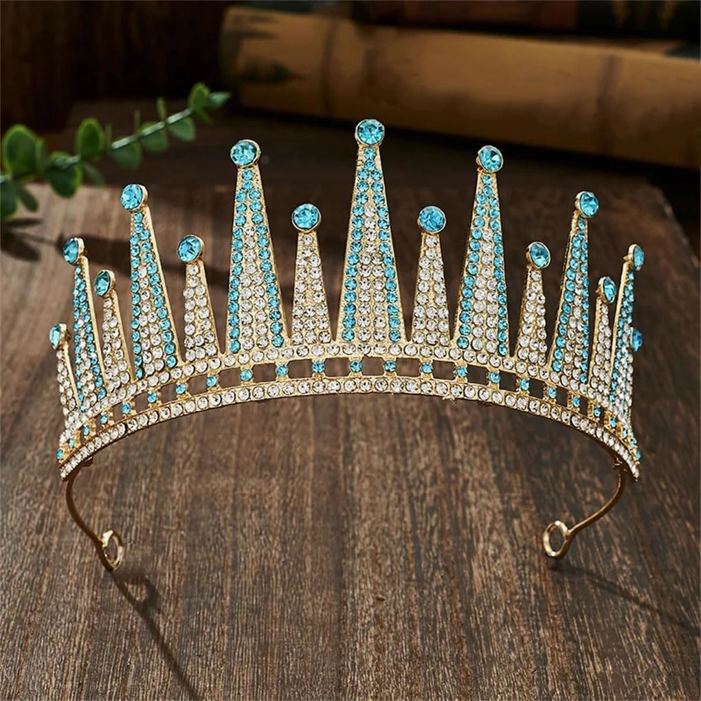 Rfmfkkg Wedding Birthday Party Alloy Tiara Headpiece Bridal Crown For Banquet Wedding Gown Accessories Gold Bright Red