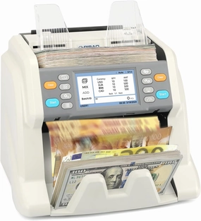 RIBAO MC-40 Mixed Denomination Money Counter, Bank Grade Cash Counting Machine, CIS/UV/MT Counterfeit Detection, Muti Currency Bill Checker Printer Compatible Value Count for Bussiness