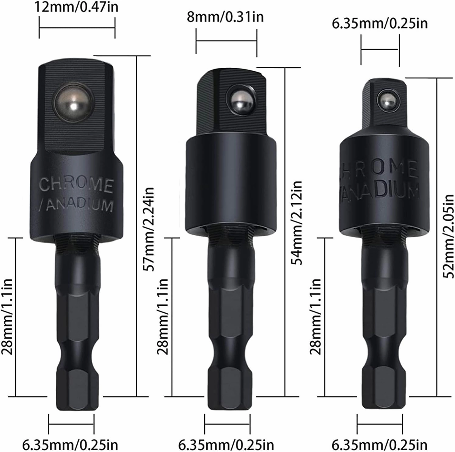 Right Angle Drill Adaptor,4-in-1 Impact Drill Bit Extension,360° Rotatable 1/4 3/8 1/2" Impact Grade Socket Adapter Set,105 Degree Angle Screwdriver Drill Bit for Household Workplace Industry