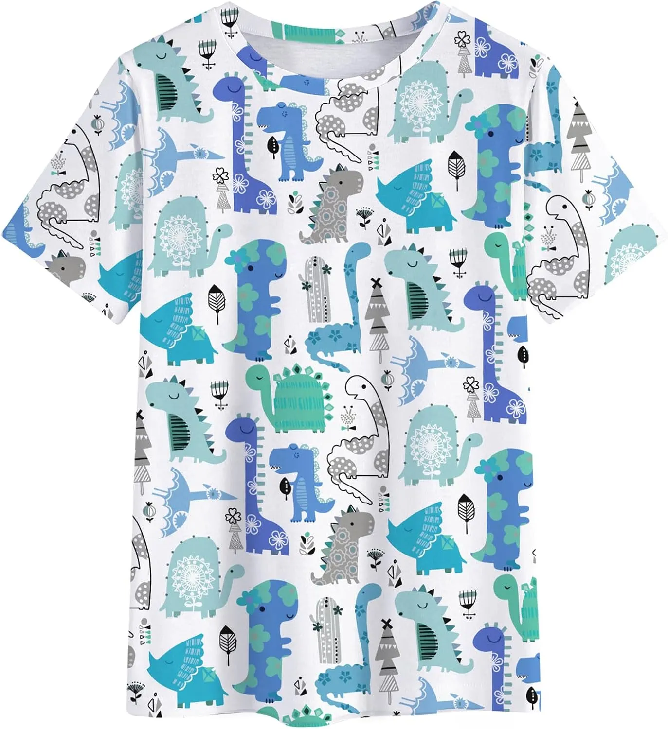 RMCMS Dinosaur Shirts Women Cute 3D Dinosaur Graphic Party Casual Loose Fit Short Sleeve T-Shirt Tee Gift for Mom Top