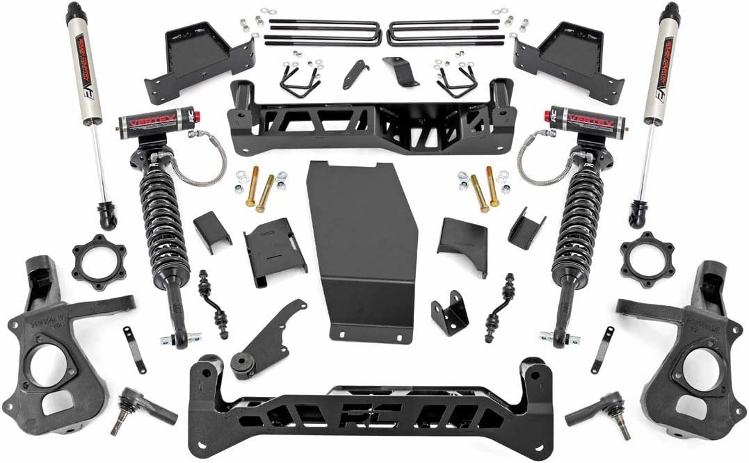 Rough Country 7" Lift Kit with Vertex Coilovers/V2 Rear Shocks for Chevy Silverado & GMC Sierra 1500 (2014-2018 w/Stock Cast Alu or Stamped Steel Control Arms)