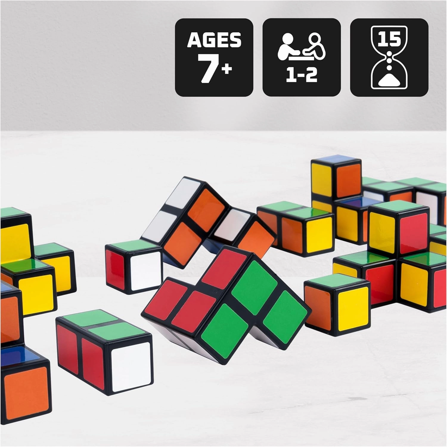 Rubik’s Cube, Cube It, 2-Player 3D Puzzle Sequence Board Game Stress Relief Fidget Toy Activity Cube Travel Teen Gift Idea, for Adults & Kids Ages 7 