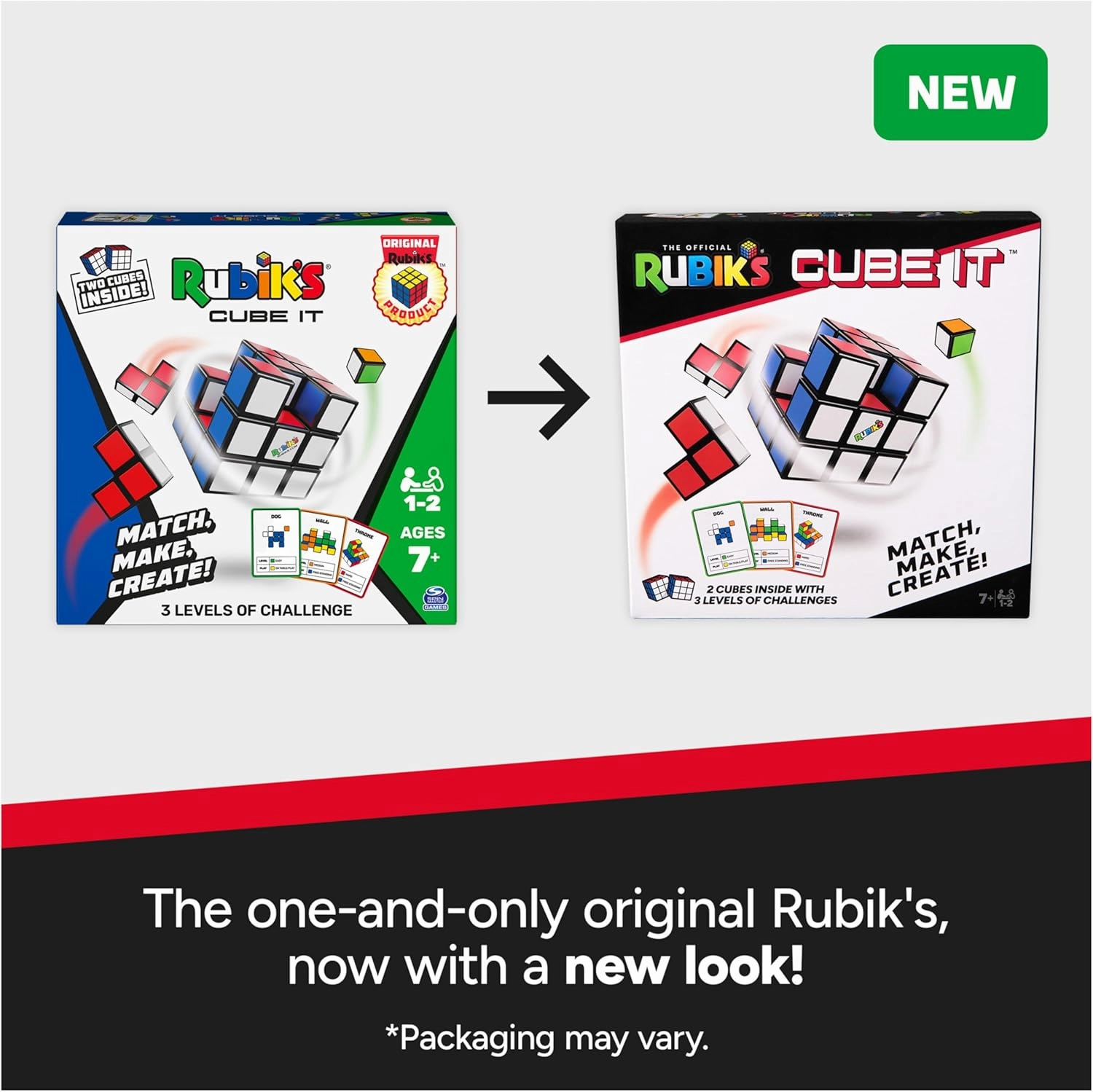 Rubik’s Cube, Cube It, 2-Player 3D Puzzle Sequence Board Game Stress Relief Fidget Toy Activity Cube Travel Teen Gift Idea, for Adults & Kids Ages 7 