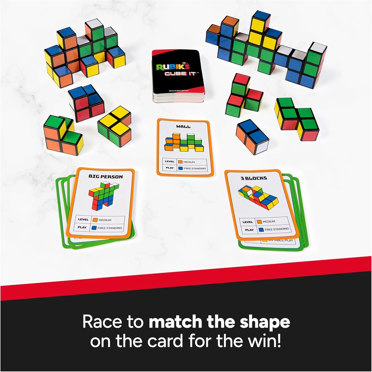 Rubik’s Cube, Cube It, 2-Player 3D Puzzle Sequence Board Game Stress Relief Fidget Toy Activity Cube Travel Teen Gift Idea, for Adults & Kids Ages 7 