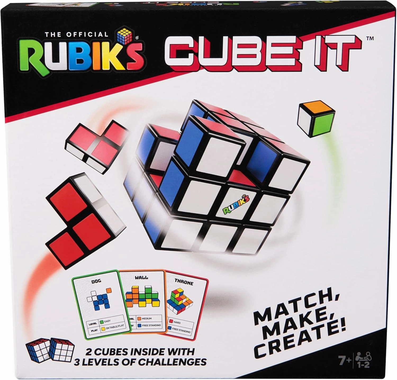 Rubik’s Cube, Cube It, 2-Player 3D Puzzle Sequence Board Game Stress Relief Fidget Toy Activity Cube Travel Teen Gift Idea, for Adults & Kids Ages 7 