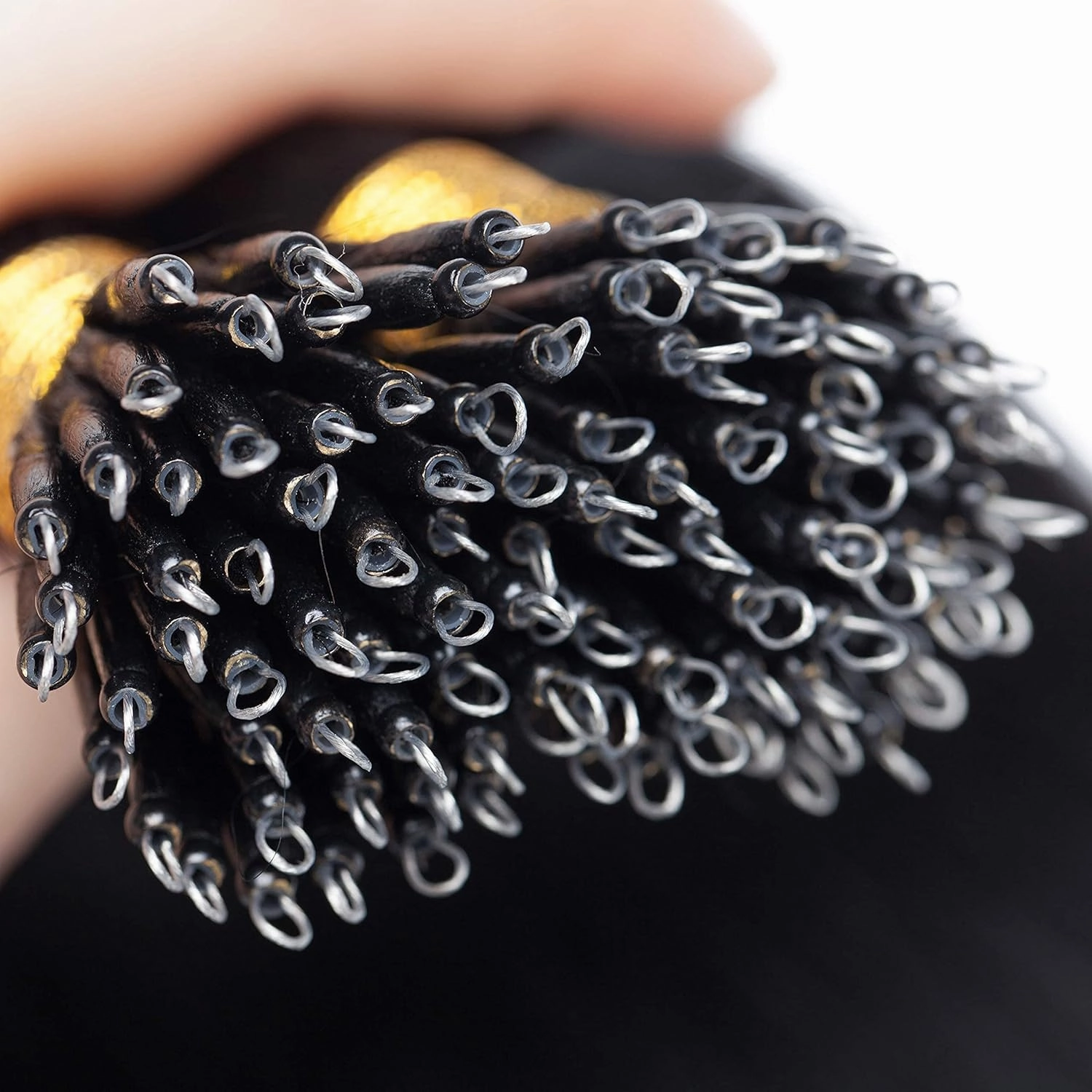 S-noilite Nano Bead Ring Human Hair Extensions Pre Bonded Nano Tip Hairpieces Cold Fusion Micro Link Loop Remy Hair 50g 50 Strands For Women Beauty 16Inch #1 Jet Black