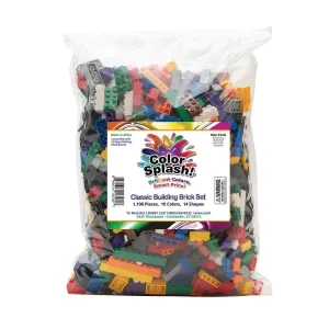 S&S Worldwide Color Splash Building Bricks. Bulk Set containing 1100 Pieces. 14 Different Shapes in 10 Bright Colors. Perfect for Boys and Girls 3  Years