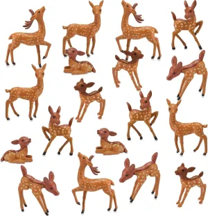 Sawysine 18 Pcs Miniature Deer Figurines - Forest Animals Figures for Crafts, Christmas, Garden Decoration, Cake Topper, Toys, Gifts