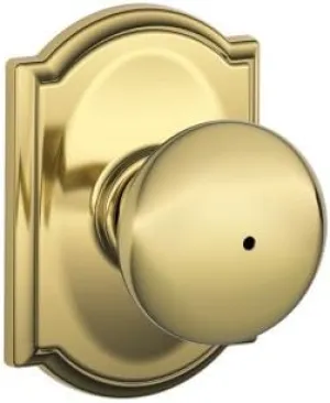 SCHLAGE F40 PLY 605 CAM Camelot Collection Plymouth Privacy Knob, Bright Brass