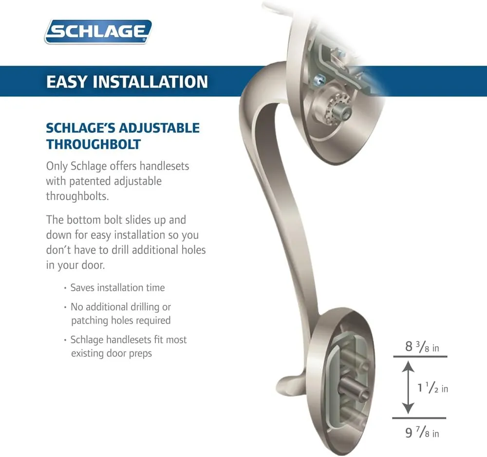 Schlage F58 CAM 505 Camelot Exterior Handleset with Deadbolt, Bright Brass (Exterior Half Only)
