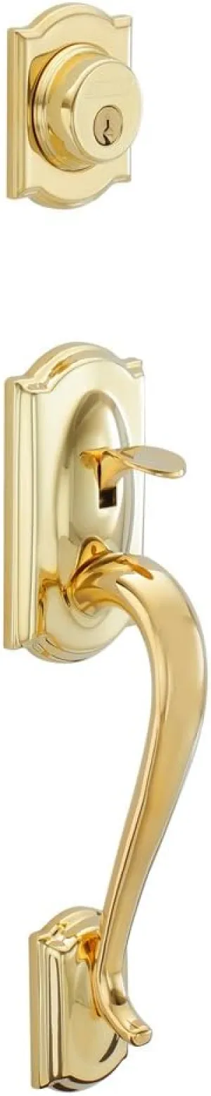 Schlage F58 CAM 505 Camelot Exterior Handleset with Deadbolt, Bright Brass (Exterior Half Only)