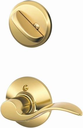 Schlage F59 ACC 605 RH Accent Interior Right-Handed Lever with Deadbolt, Bright Brass (Interior Half Only)