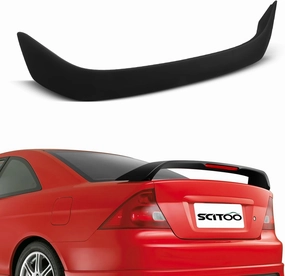 SCITOO Rear Spoiler Wing Fits for 2001-2005 for Honda Civic Coupe Matte Black Rear Trunk Spoiler Wing with 3rd Brake Light