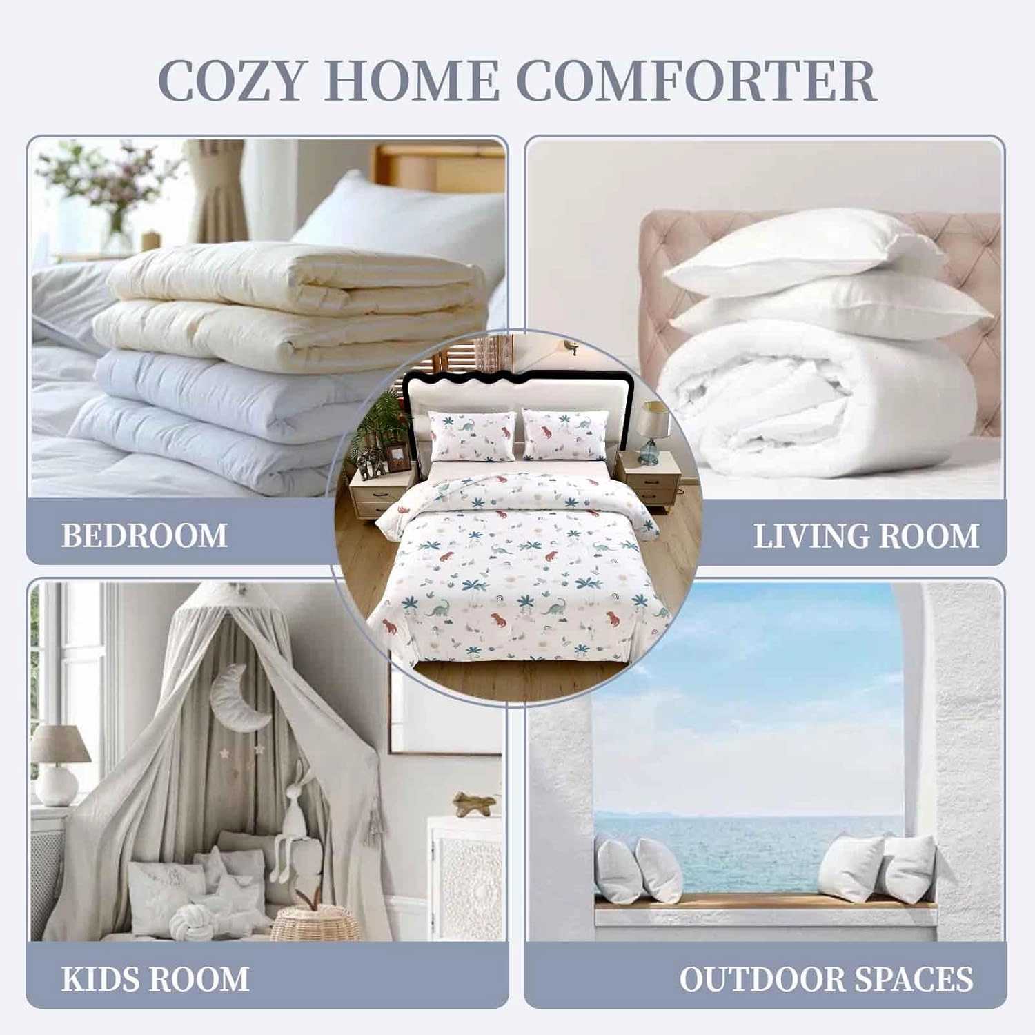 SDY Dinosaur Comforter Twin,Silky Cooling Comforter for Night Sweats Absorbs Body Heat,Bed in a Bag Twin Comforter Include 1 Comforter  2 Pillowcases.