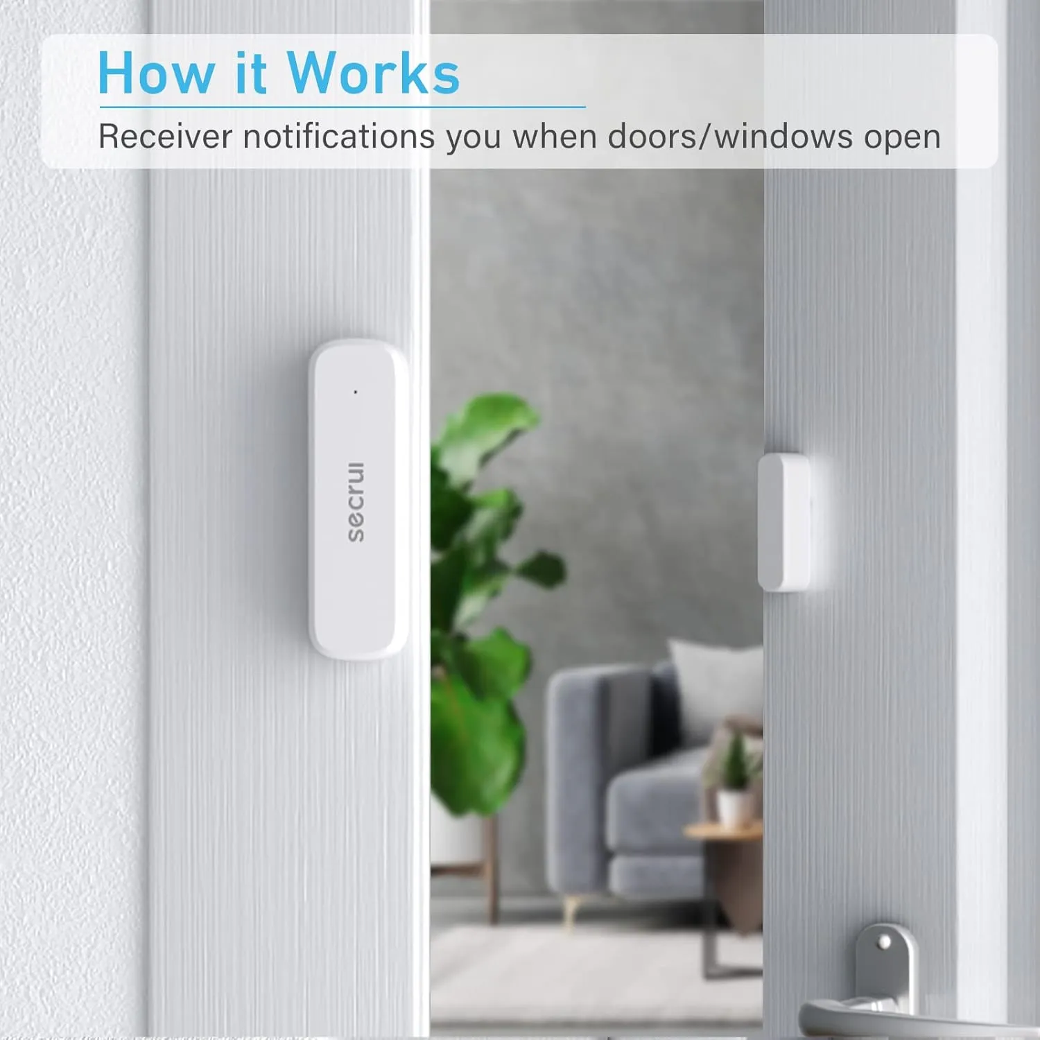 SECRUI Door Chime with Adjustable Volume –Wireless Entry Alert with 52 Chimes – 500ft Rage Door Open Sensor Alarm for Home/Business/Office/Store – Easy Installation – LED Indicators