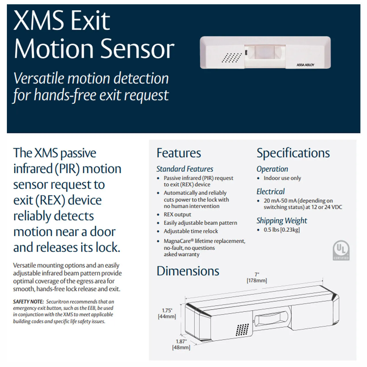 Securitron XMS Exit Motion Sensor