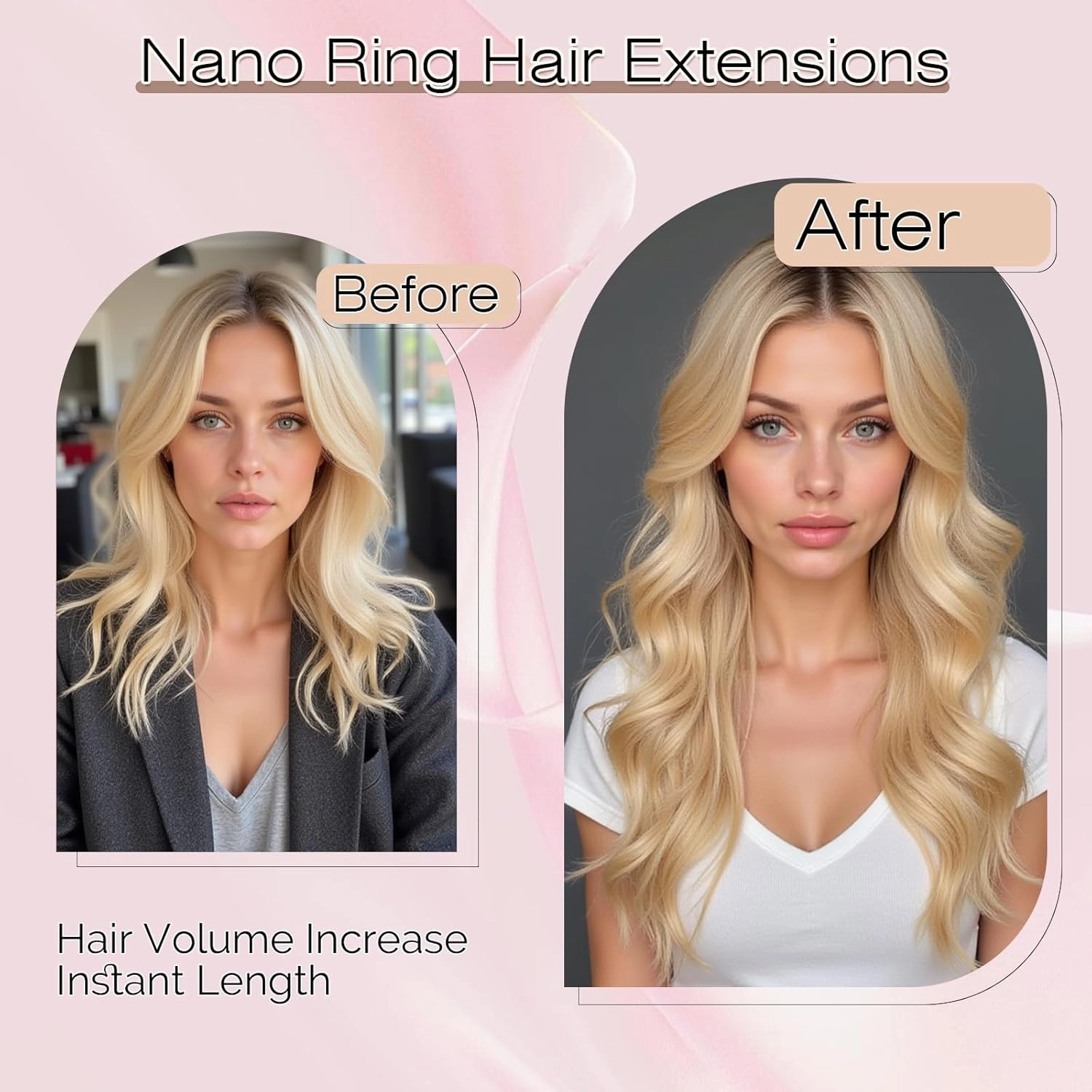 SEGO Nano Bead Hair Extensions Human Hair, 1g/s 50g/pack 18 Inch Nano Ring Hair Extensions, Highlight, Add Volume and Length, Nano Tip Hair Extensions for Women Platinum blonde