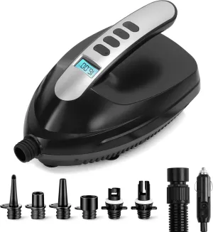 SereneLife Electric Paddle Board Pump – Portable 16 PSI Dual-Stage Air Compressor for Lightning-Fast Inflation, Auto-Off, LCD Display & 12V Car Connector – for SUPs, Boats & Inflatables