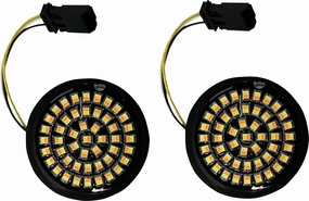 Set of Genesis 4 Solid Amber/White (Halo Free) LED Motorcycle Turn Signal Inserts for CVO