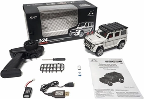 SG-2401 RC Car, 1/24 4WD Electric Brush Crawler Car Model Vehicle with Led Light, 2.4Ghz Climbing 4x4 RC Rock Crawler 10 km/h, Hobby Grade Toys for Adults - White