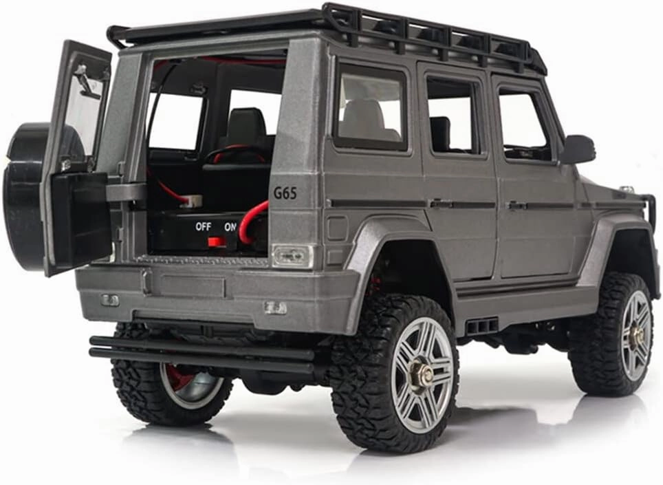 SG-2401 RC Car, 1/24 4WD Electric Brush Crawler Car Model Vehicle with Led Light, 2.4Ghz Climbing 4x4 RC Rock Crawler 10 km/h, Hobby Grade Toys for Adults - White