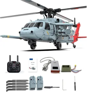 SH60 RC Helicopter with Camera, 2.4G 8CH Remote Control Aircraft, Dual Brushless Wingless, 6G/3D Stunt Copter Model with Dual Batteries for Adults