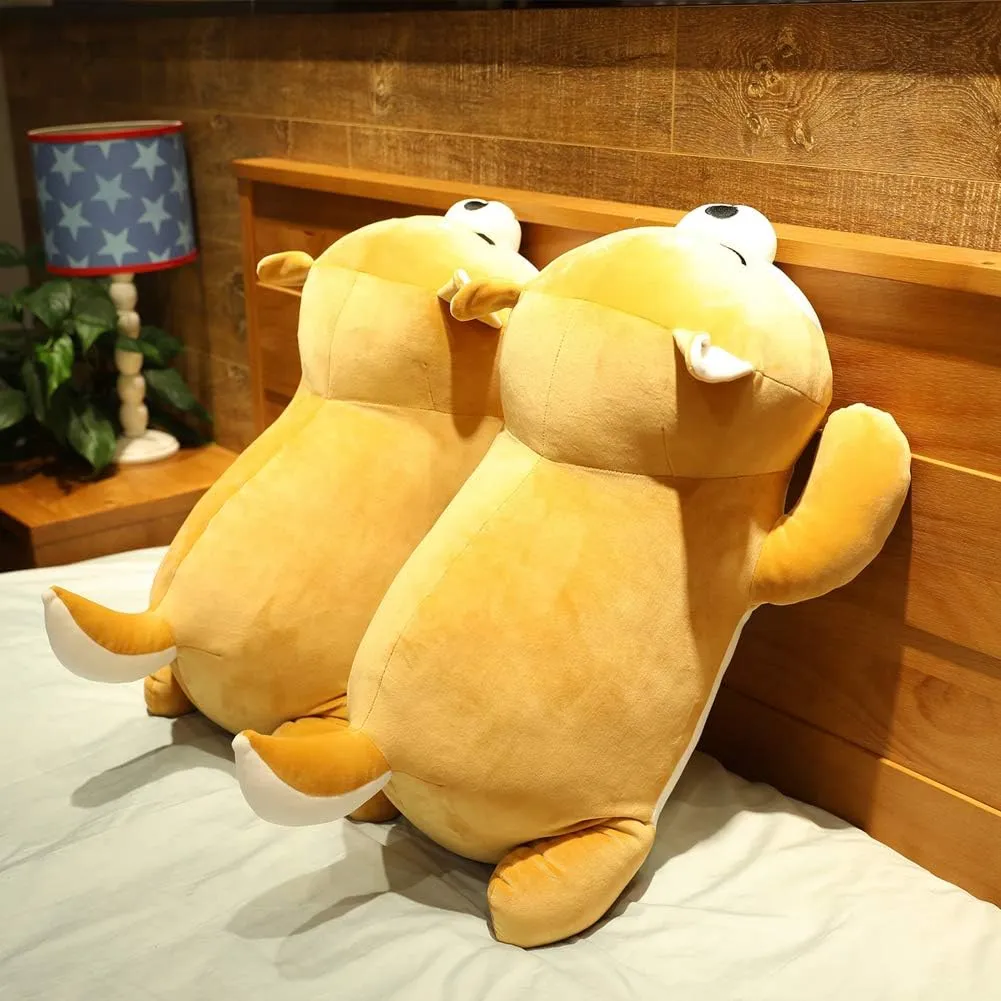 Shiba Inu Plush Pillow,Soft Corgi Stuffed Animals Toy Cute Sleeping Puppy Doll Gifts for Kids (Round Eyes, 13.7 inch)