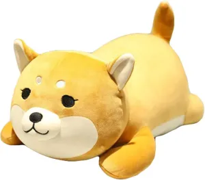 Shiba Inu Plush Pillow,Soft Corgi Stuffed Animals Toy Cute Sleeping Puppy Doll Gifts for Kids (Round Eyes, 13.7 inch)