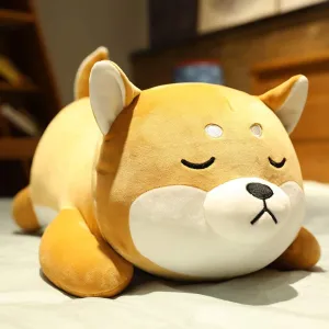 Shiba Inu Plush Pillow,Soft Corgi Stuffed Animals Toy Cute Sleeping Puppy Doll Gifts for Kids (Smiling Eyes, 19.6 inch)