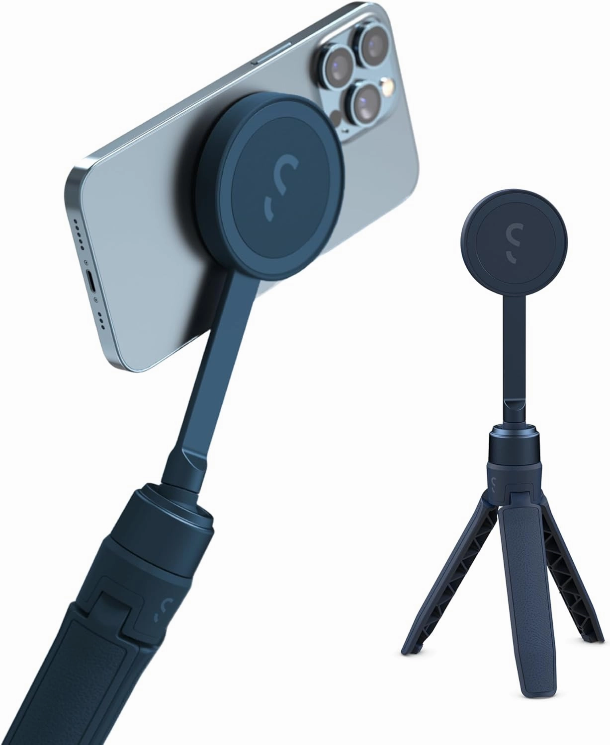 ShiftCam SnapPod - Video Selfie Stick and Tripod - Magnetic Mount Snaps on to Any Phone - Tiltable Design | Abyss Blue