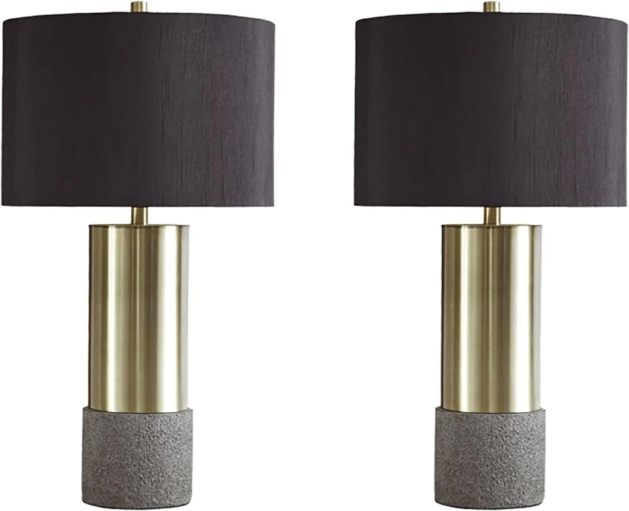 Signature Design by Ashley Jacek Modern Contemporary Table Lamp, 2 Count, Gray & Brass Finish