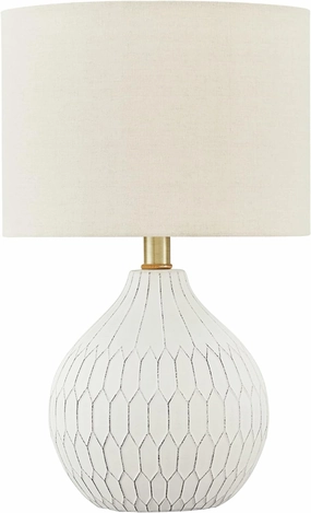Signature Design by Ashley Wardmont 18" Modern Dimensional Design Ceramic Table Lamp, White