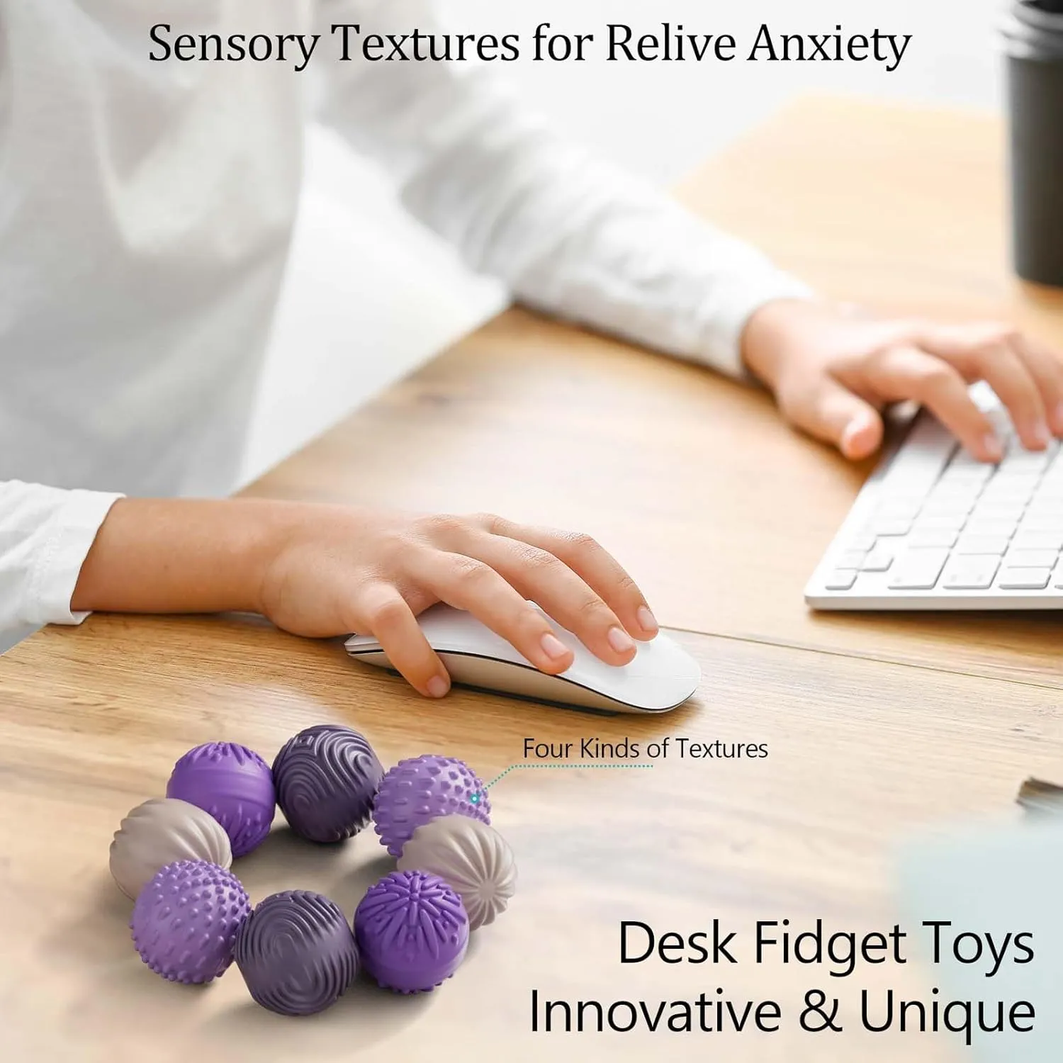 Silicone Magnetic Balls Fidget Toys for Adults & Teens,8PCS Stress Relief Sensory Toys for Autism ADHD Anxiety,Fun Textures Gadgets,Office Desk Toy,Stocking Stuffers for Men Women Teen Gifts