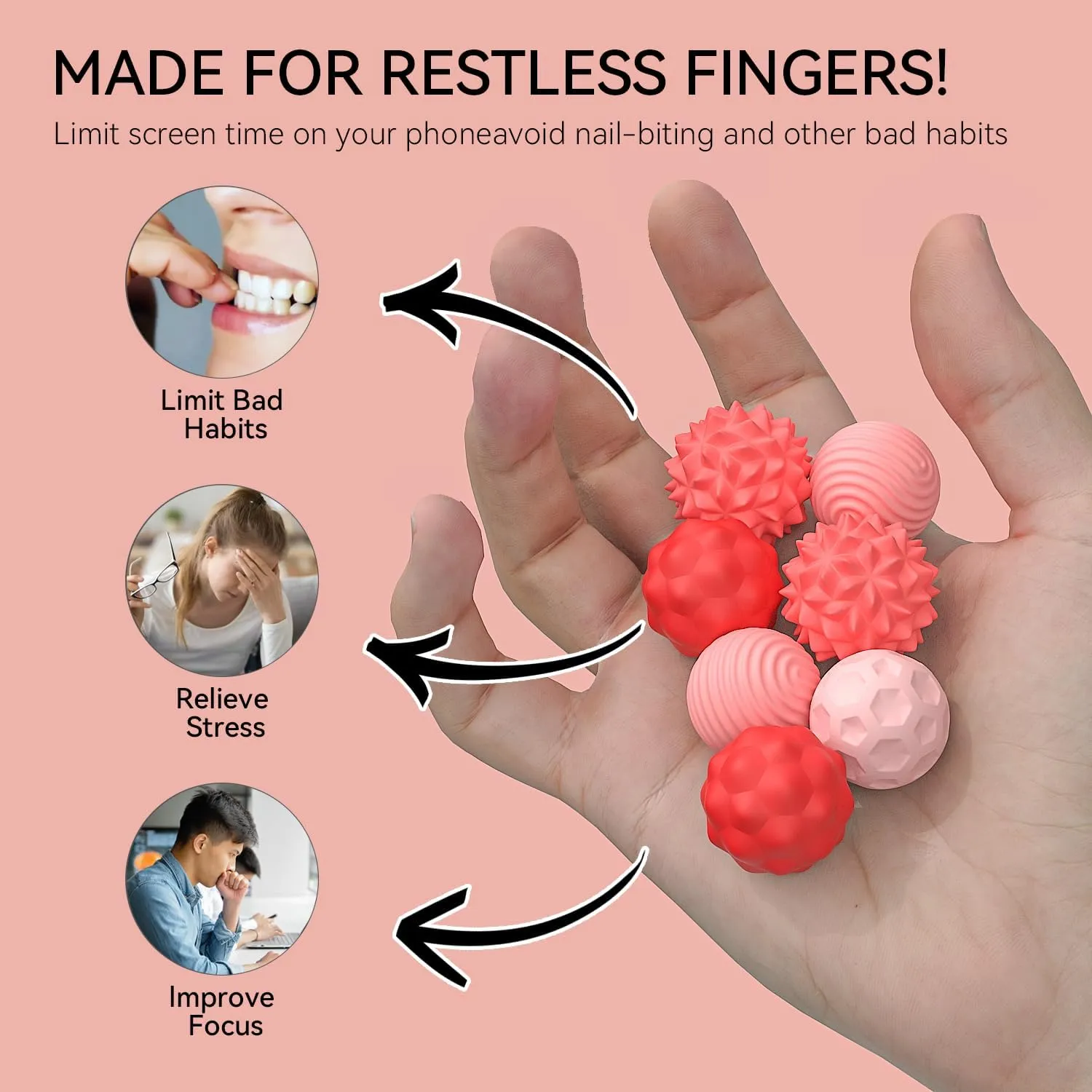 Silicone Magnetic Fidget Balls Toys, 8Pcs Attraction Textures Sensory Fidget Ball Toy with Silicone Shell for for Adults,Silent Desk Magnetic Stress Balls Fidget Toys