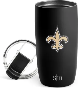 Simple Modern Officially Licensed NFL New Orleans Saints 16oz Travel Coffee Tumbler with Flip Lid | Stainless Steel Cup | Football Gifts for Men, Women | Voyager Collection | New Orleans Saints
