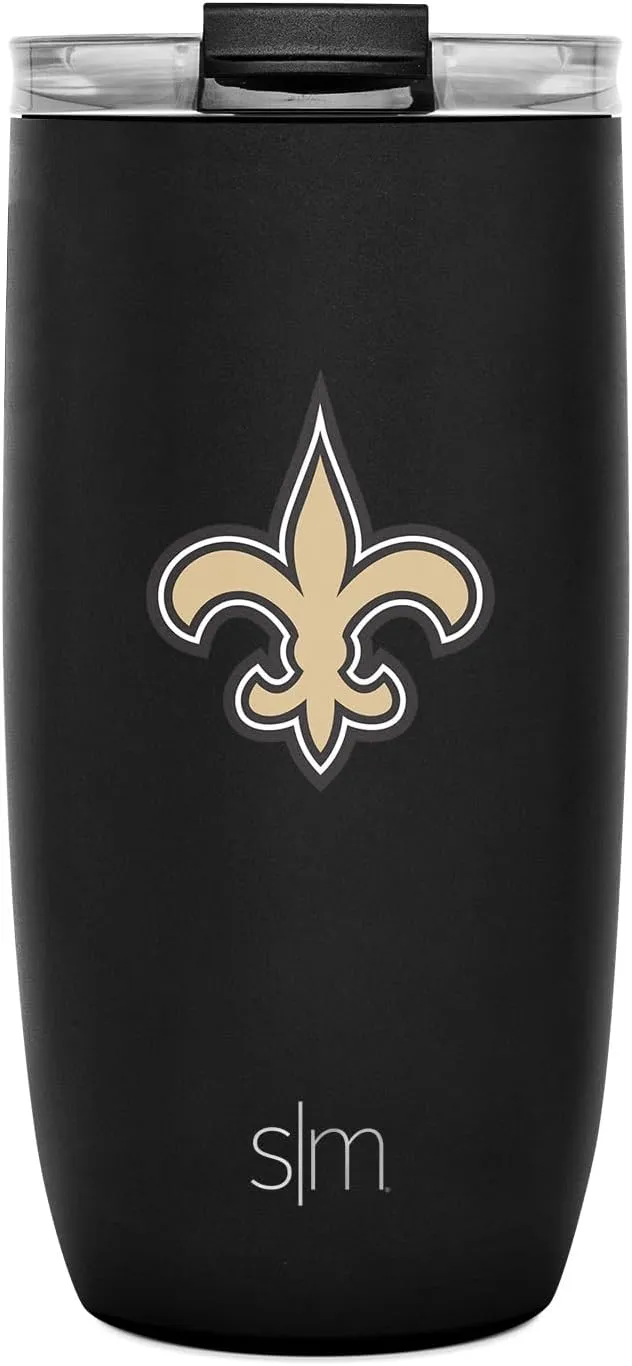 Simple Modern Officially Licensed NFL New Orleans Saints 16oz Travel Coffee Tumbler with Flip Lid | Stainless Steel Cup | Football Gifts for Men, Women | Voyager Collection | New Orleans Saints
