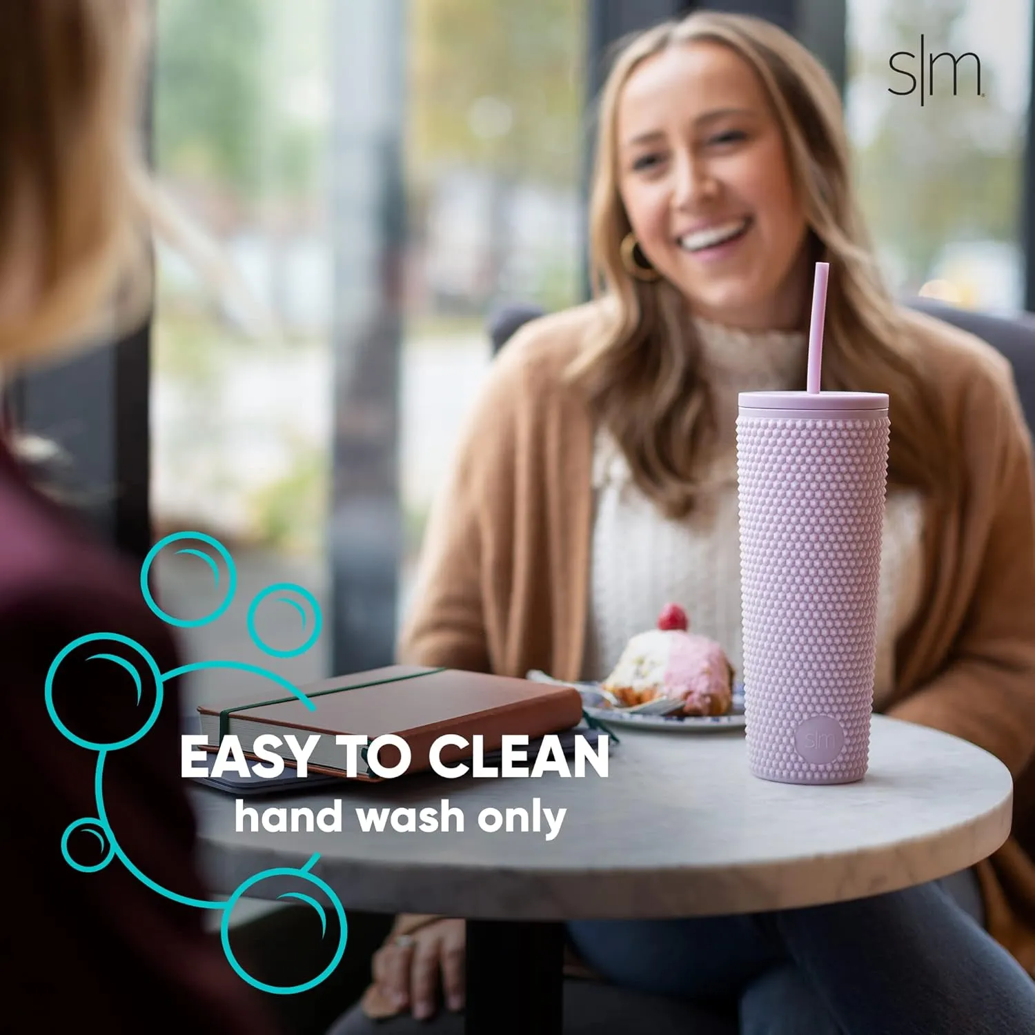 Simple Modern Plastic Matte Studded Tumbler with Lid and Straw | Reusable BPA Free Iced Coffee Cups Double Wall Smoothie Cup | Gifts for Women Men Him Her | Classic Collection | 24oz | Blush