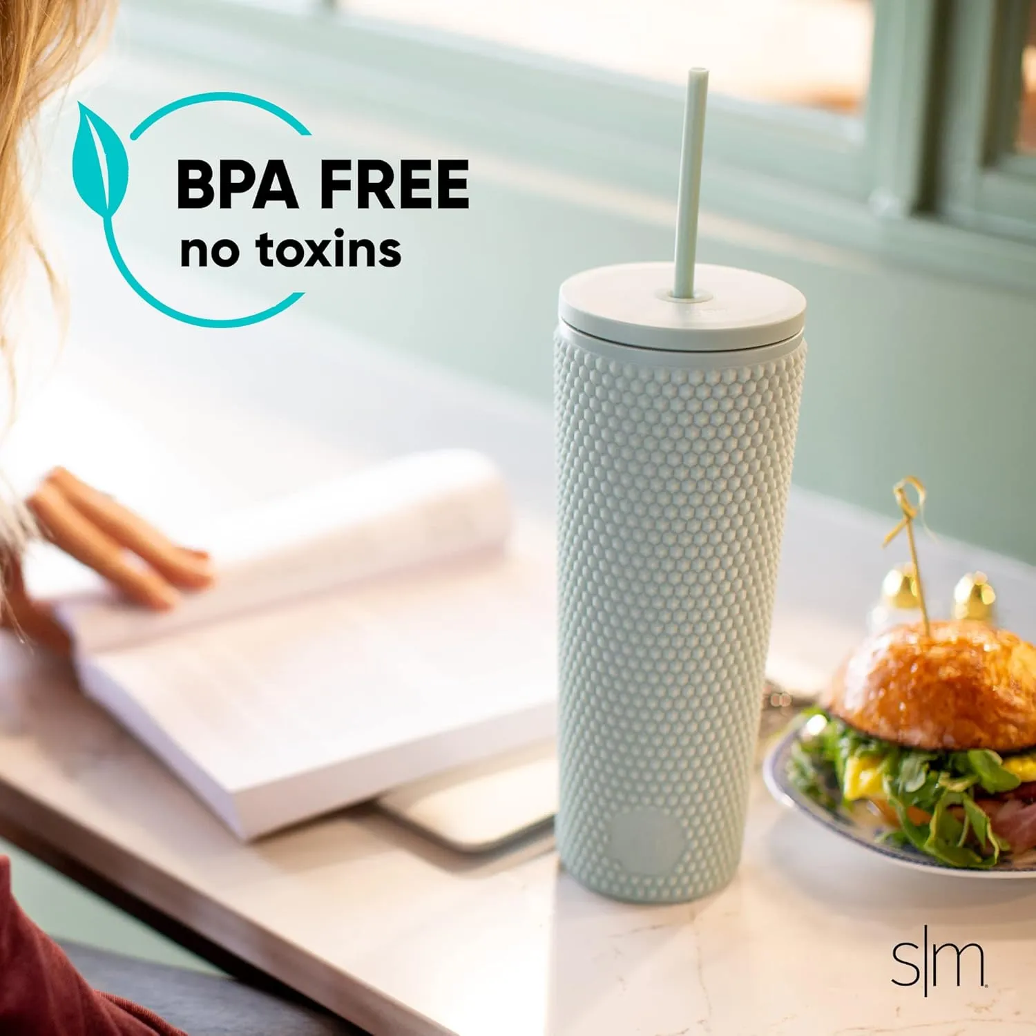 Simple Modern Plastic Matte Studded Tumbler with Lid and Straw | Reusable BPA Free Iced Coffee Cups Double Wall Smoothie Cup | Gifts for Women Men Him Her | Classic Collection | 24oz | Blush