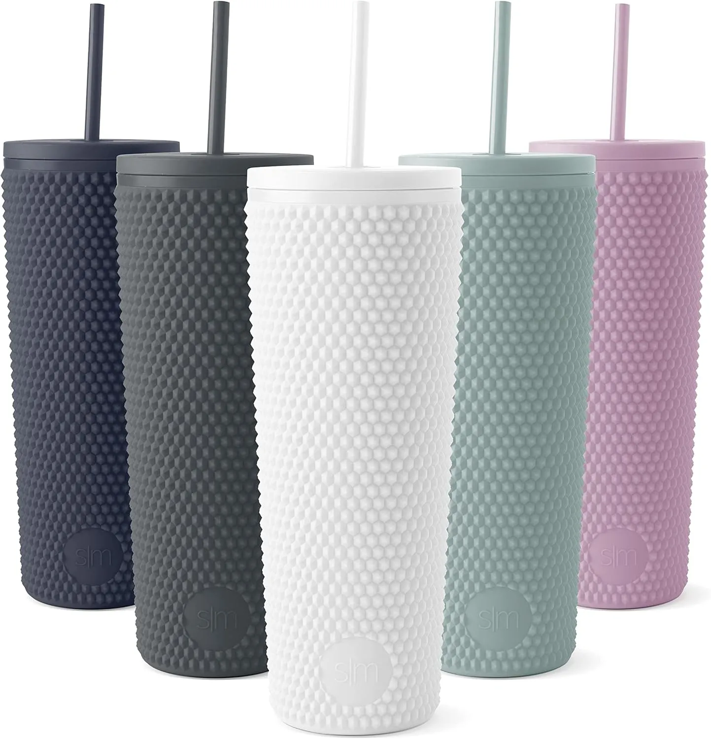Simple Modern Plastic Matte Studded Tumbler with Lid and Straw | Reusable BPA Free Iced Coffee Cups Double Wall Smoothie Cup | Gifts for Women Men Him Her | Classic Collection | 24oz | Winter White