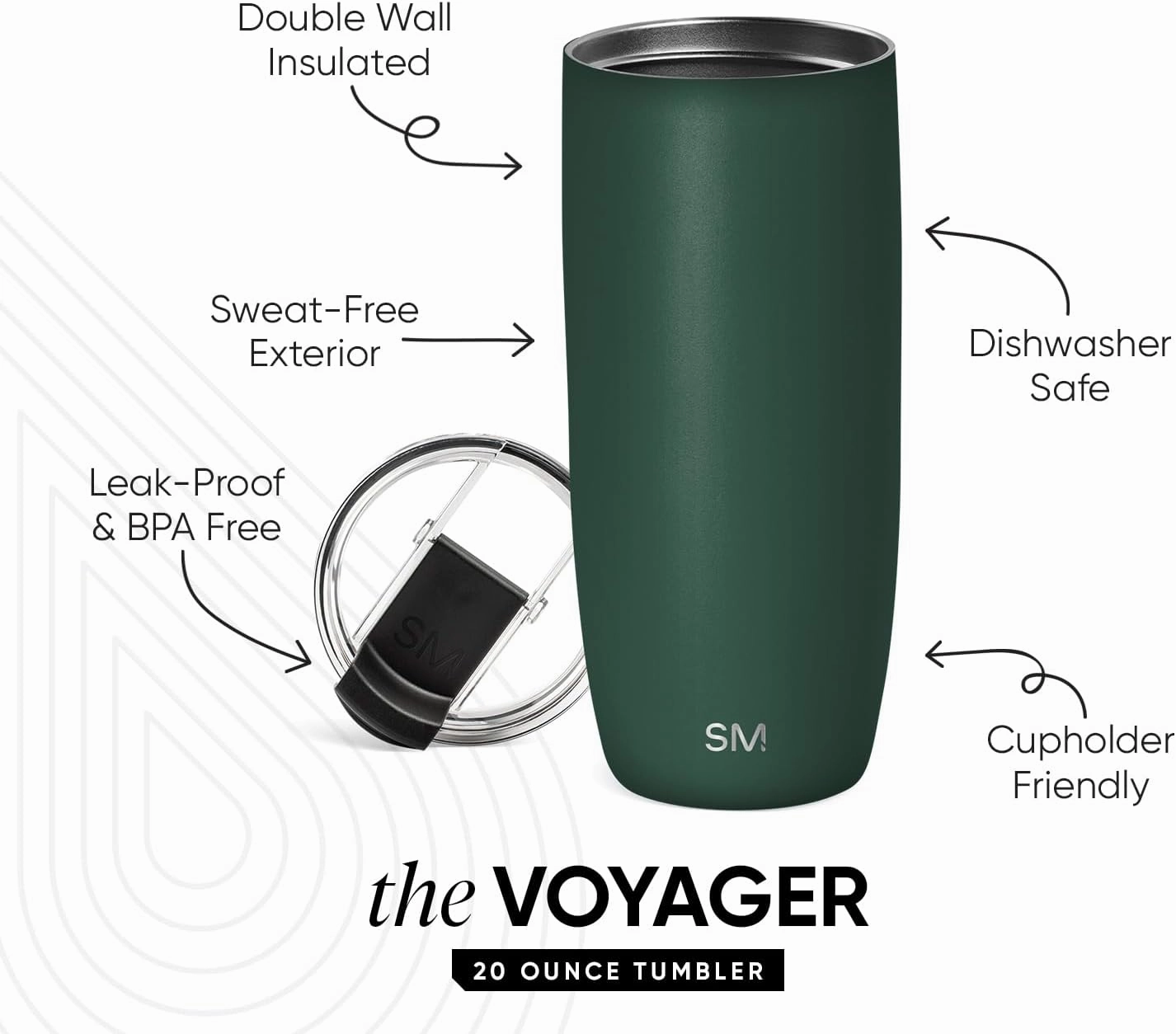 Simple Modern Travel Coffee Mug Tumbler with Flip Lid | Reusable Insulated Stainless Steel Cold Brew Iced Coffee Cup Thermos | Gifts for Women Men Him Her | Voyager Collection | 20oz | Forest