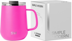 Simple Modern Travel Coffee Mug with Lid and Handle | Reusable Insulated Stainless Steel Coffee Tumbler Tea Cup | Gifts for Women Men Him Her | Voyager Collection | 12oz | Raspberry Vibes