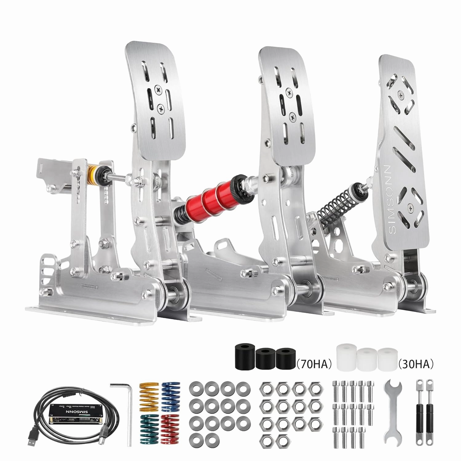 SIMSONN PRO Curved Panel Hydraulic Pedals for PC Racing Simulator - Pressure Sensor, 200KG Load Cell, Brake Pedal