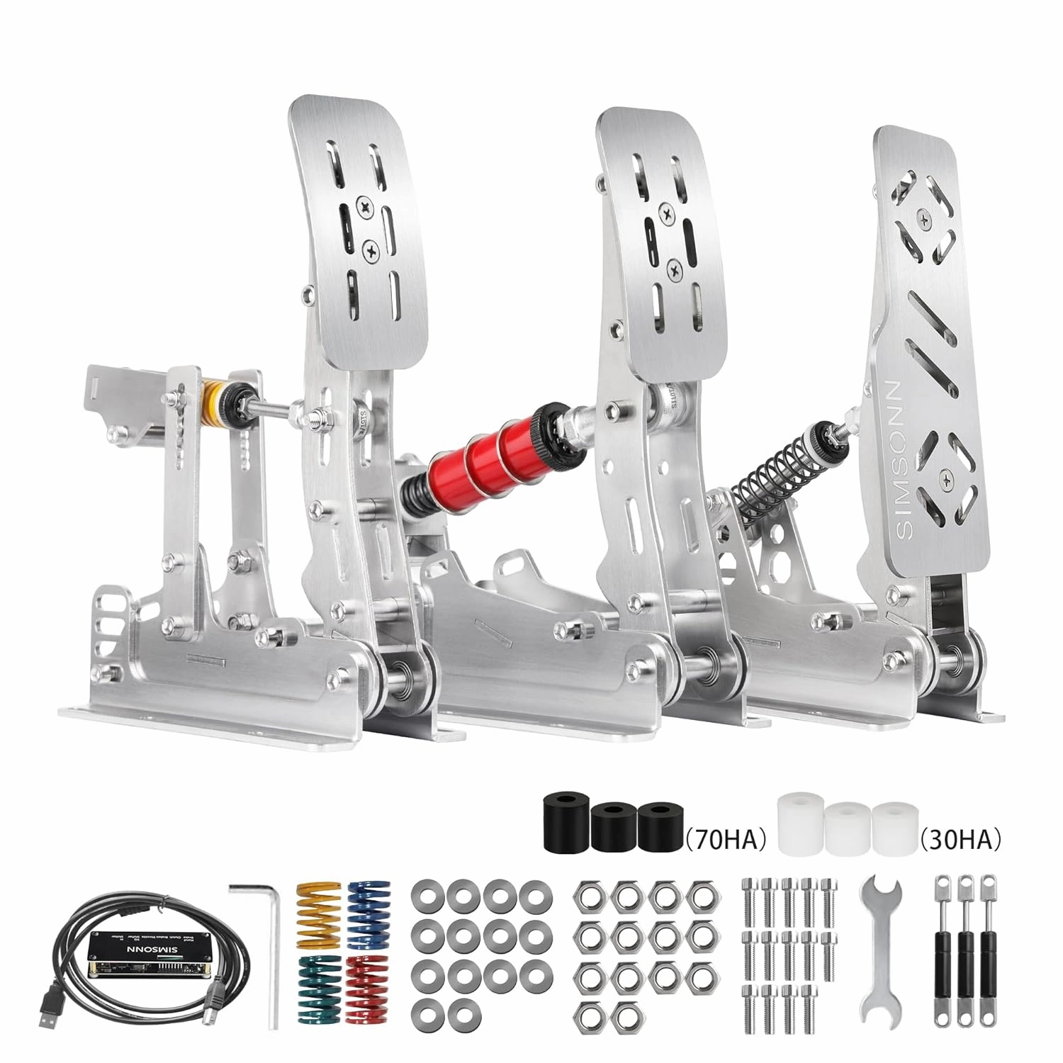 SIMSONN PRO Sim Racing Pedals PC Racing Simulator Pedals Pressure Sensor 200KG Load Cell Brake Pedal HE Hydraulic Pedal (Curved Panel-P3-H3)